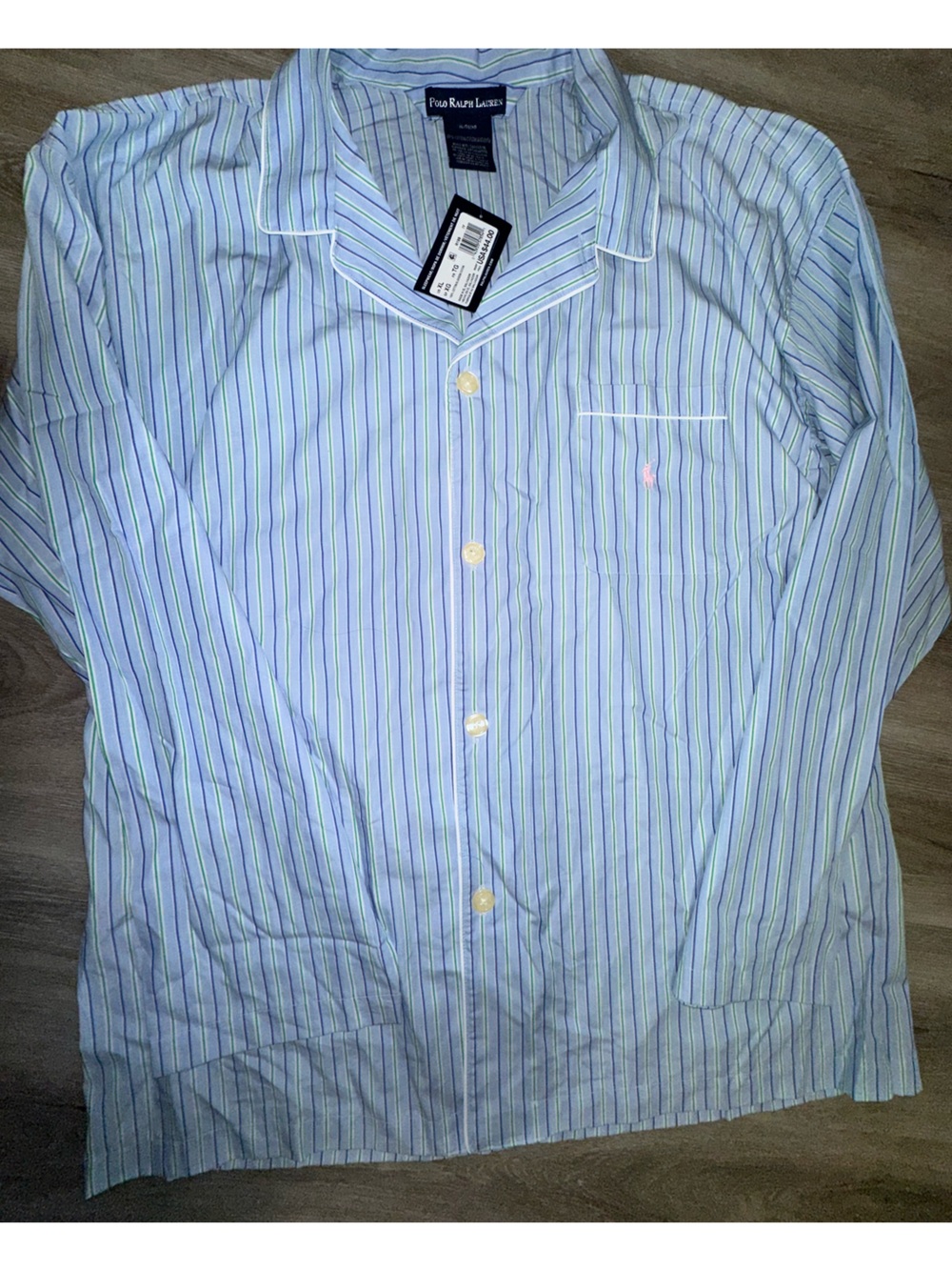 NWT Polo Ralph Lauren Men's XL Long Sleeve Striped Pajama Sleep Shirt Cotton